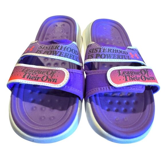 Under Armour Womens Purple Slide Sandals Sisterhood is Power Size 6 - Picture 2 of 10